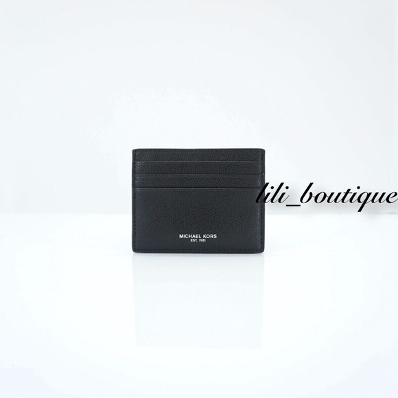 NWT New Michael Kors Mens Warren Leather Tall Card Case Wallet Black $68 No Box - Picture 1 of 6